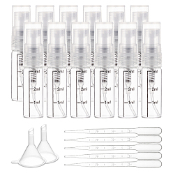Clear Empty Portable Glass Spray Bottles, Fine Mist Atomizer, with Plastic Dust Cap, Refillable Bottle, Clear, 14x62mm, Capacity: 3ml, 38pcs/box