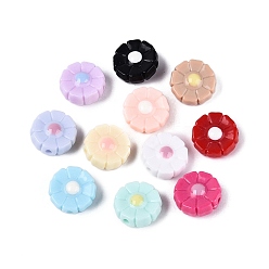 (52) Непрозрачная лаванда Акриловые бусины с непрозрачной эмалью, цветок, разноцветные, 15.5~16x15.5x7.5 мм, отверстие : 2 мм