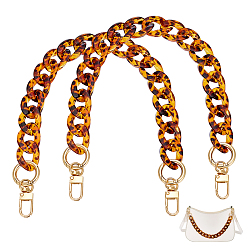 Седло Коричневый 2шт. ручки для сумок из смолы с леопардовым принтом, с застежкой железа, для замены ремней для мешков, золотой свет, седло коричневый, 46 см