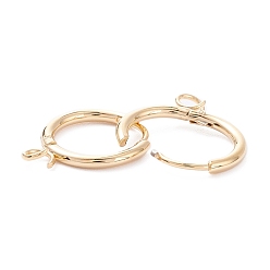 Real 24K Gold Plated 201 Stainless Steel Huggie Hoop Earring Findings, with Horizontal Loop and 316 Surgical Stainless Steel Pin, Real 24k Gold Plated, 17x14.5x1.8mm, Hole: 2.5mm, Pin: 1mm