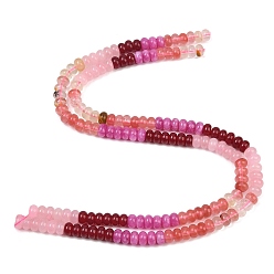 Gemischte Farbe Stränge aus Kirschquarzglas und natürlichen weißen Jadeperlen, glatte Rondelle, gemischt gefärbt und ungefärbt, Gemischte Farbe, 8~8.5x5~5.5 mm, Bohrung: 1 mm, ca. 75~78 Stk. / Strang, 15.35'' (39~40 cm)