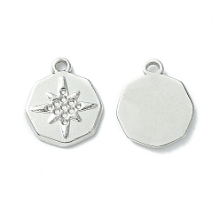 Stainless Steel Color Tarnish Resistant 304 Stainless Steel Pendant Rhinestone Settings, Polygon with Star, Stainless Steel Color, Fit for 0.8mm Rhinestone, 12x10x1.5mm, Hole: 1.2mm