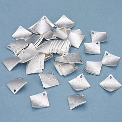 Посеребрённый Латунь прелести, Twist ромб, 925 серебро покрытием, 15x15x3 мм, отверстие : 1.2 мм