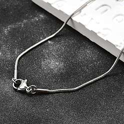 Нержавеющая Сталь Цвет Устойчивые к потускнению 304 ожерелья из нержавеющей стали в виде змеиной цепи, цвет нержавеющей стали, 17.7 дюйм (45 см), 1.2 мм