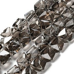 Серый Стеклянные бусины с гальваническим покрытием , треугольные, граненые, серые, 7.5x8x5.5 мм, отверстие : 0.8 мм, около 70 шт / нитка, 13.39'' (34 см)
