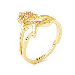 Letter X Прозрачная буквица из кубического циркония с регулируемым кольцом в виде короны, кольцо с алфавитом из настоящей позолоченной латуни 18k для женщин, без кадмия и без свинца, letter.x, размер США 6 (16.5 мм)