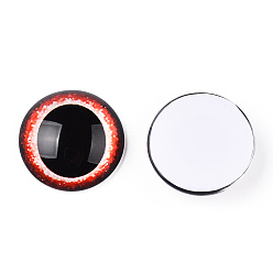 Orange rot Glas cabochons, halbrund mit Auge, orange rot, 20x6.5 mm