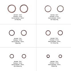 Red Copper 1 Box Iron Jump Rings, Open Jump Rings, Nickel Free, Red Copper, 18~21 Gauge, 4~10x0.7~1mm, Inner Diameter: about 2.6mm/3.6mm/4.6mm/5.6mm/6.6mm/8.6mm, about 58g/box