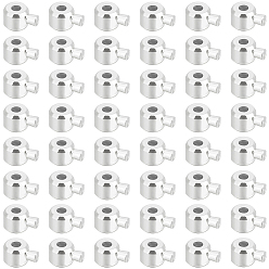 Посеребрённый 100 шт. латунные обжимные бусины, долговечный, колонка, 925 серебро покрытием, 4.5x3.5x2.5 мм, отверстие : 0.9 мм