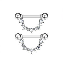 Солнце 304 Ниппель-стремя из нержавеющей стали с кубическим цирконием, цвет нержавеющей стали, солнце, 16 мм, штифты : 1.6 мм