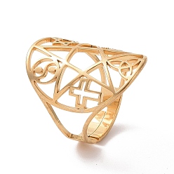 Золотой Звезда с матросским узлом и корсом и регулируемым кольцом инь-ян, тема йоги 304 полое широкое кольцо из нержавеющей стали для женщин, золотые, размер США 7 3/4 (18 мм)