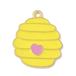 Другие Эмалевые подвески из сплава на тему пчел, золотые, соты, 24x20x1 мм, отверстие : 1.8 мм