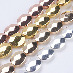 Mixed Color Non-magnetic Synthetic Hematite Beads Strands, Smooth Surface, Faceted, Oval, Mixed Color, 10x8x3.5mm, Hole: 0.5mm, about 40pcs/strand, 15.9 inch(40.5cm)