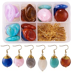 Mixed Color DIY Earring Making, with Imitation Gemstone Acrylic Beads, Brass Earring Hooks, Aluminum Wire and Iron Head Pins, Mixed Color, 11x7x3cm