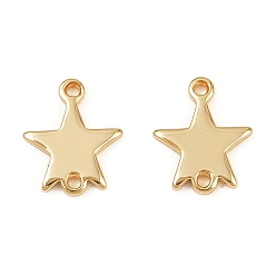 Настоящее золото 18K Латунные звездочки-соединители, долговечный, без никеля , реальный 18 k позолоченный, 10x8x1 мм, отверстие : 0.9 мм