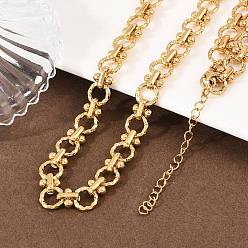 Золотой 8мм 304 ожерелья из текстурированной цепочки из звеньев кольца из нержавеющей стали, ионное покрытие (ip), золотые, 17.80 дюйм (45.2 см)