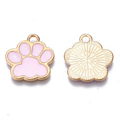Mixed Color Alloy Enamel Pendants, Cadmium Free & Lead Free, Dog Paw Prints, Mixed Color, 17.5x16x1.5mm, Hole: 2mm