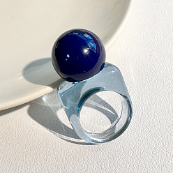 Темно-Синий Круглые кольца из смолы с бусинами на палец, темно-синий, 18 мм