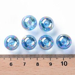 Cornflower Blue Transparent Acrylic Beads, AB Color Plated, Round, Cornflower Blue, 12x11mm, Hole: 2.5mm, about 566pcs/500g