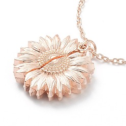Розовое Золото Открывающиеся ожерелья с подвесками из сплава, с кабельными цепями, подсолнух со словом ты мое солнышко, розовое золото , 20.08 дюйм (51 см)