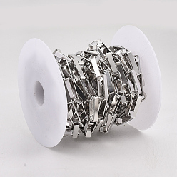 Platinum Unwelded Iron Paperclip Chains, Flat Oval, Drawn Elongated Cable Chains, with Spool, Platinum, 19x7x4mm, about 32.8 Feet(10m)/roll