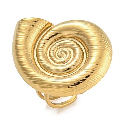 Золотой 304 кольцо из нержавеющей стали для женщин, раковина, золотые, 29x24 мм, размер США 6 (16.5 мм)