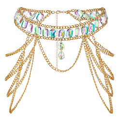 Золотой Ремни с цепочками из страз, цинковый сплав цепи кисточки сексуальные индивидуальные пояса, золотые, 28-7/8 дюйм (73.4 см)