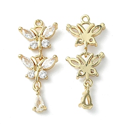 Light Gold Кулон из циркония, подвеска в виде бабочки и слезы, золотой свет, 28x12x3 мм, отверстие : 1.2 мм