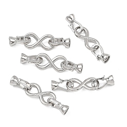 Platinum SHEGRACE Infinity Brass Fold Over Clasps, Lead Free & Cadmium Free & Nickel Free, Platinum, 40mm