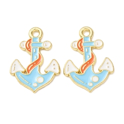 Anchor & Helm Подвески из морского сплава с эмалью, золотые, подвески для якоря и руля, 20x14x1 мм, отверстие : 1.8 мм