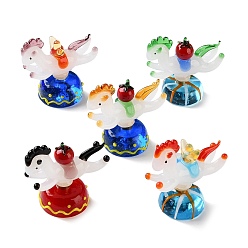 Mixed Color Handmade Lampwork Merry-go-round with Ingot & Tomato Figurines, with 304 Stainless Steel Findings, for Home Office Desk Decoration, Mixed Color, 53~56x30~32.5x51~56mm