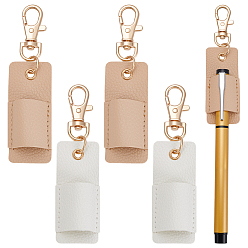 Mixed Color 4Pcs 2 Colors PU Leather Pen Clip Case, with Zinc Alloy Swivel Clasp, Mixed Color, 105mm, 2pcs/color