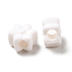 Blanc Perles acryliques opaques, fleur, blanc, 11.5x10.5x7mm, Trou: 3.6mm, environ1050 pcs / 500 g