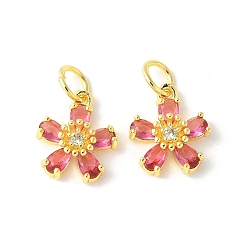 Бледно-фиолетовый Красный Латунные микро проложить кубического циркония подвески, , стойки покрытие, прочное покрытие, без кадмия и без свинца, с целью перехода в кольце, бледно-фиолетовый красный, 14.5x12.5x4.5 мм, отверстие : 4.5 мм