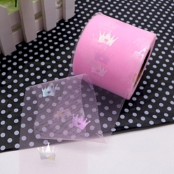 Pink Блестящие рулоны ткани из полиэстера и тюля, катушка с лентой из сетки с короной горячего тиснения, для свадьбы и украшения, розовые, 2-3/8 дюйм (60 мм), о 25 ярдов / крен