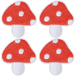 Коралловый 5 шт. полиэстеровые заплатки для одежды, гриб, коралл, 35x33x1.5 мм