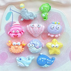 (52) Непрозрачная лаванда Кабошоны из непрозрачной смолы для морской жизни, разнообразные, разноцветные, 8~14x9.5~15x6~8 мм