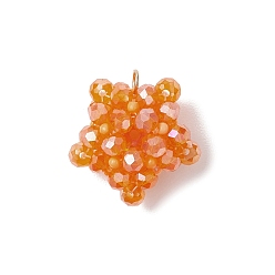 Оранжевый Подвески из стекла в виде звезд, с настоящим 18позолоченным 304каратным золотом 20x21x13 кольцом из нержавеющей стали и бисером, граненые, оранжевые, 3 мм, отверстие : {1} мм