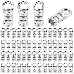 Platine 100 Extrémité du cordon en laiton, embouts avec trou, fournitures de fabrication de sacs et de tissus, colonne, platine, 9.5x3.5~4mm, Trou: 2.5mm, diamètre intérieur: 2 mm