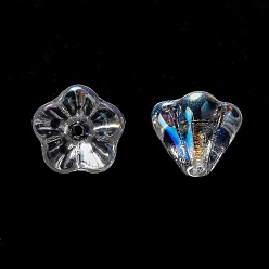 Прозрачный АВ Прозрачные бусины из чешского стекла, цветок, ясно AB, 8.5x6.5 мм, отверстие : 1 мм, около 237~243 шт / упаковка