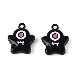 Черный Акриловые подвески краскораспылительные, призрак, без кадмия, без никеля и без свинца, чёрные, 14x12x4 мм, отверстие : 1.4~1.5 мм