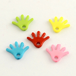 Mixed Color Opaque Acrylic Palm Charms, Mixed Color, 15x18x2.5mm, Hole: 3mm, about 1900pcs/500g