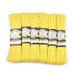 Желтый Ленты из полипропиленового волокна, форма волны, желтые, 7~8 мм, 15 двор / пачка, 6 расслоения / мешок