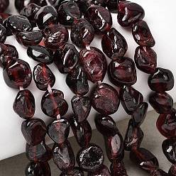 Гранат Гранат природный бисер нитей, самородки, упавший камень, 5~9x5~8.5x3~6 мм, отверстие : 0.8~0.9 мм, около 31 шт / нитка, 7.87'' (20 см)