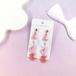 Pink Акриловые болтаться серьги стержня, Слово любовь, золотые, розовые, 78x14 мм