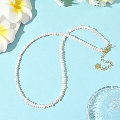 Белый Женские ожерелья из натурального культивированного пресноводного жемчуга в форме ронделей, с цветочными латунными концевыми цепочками, реальный 18 k позолоченный, белые, 16.06 дюйм (40.8 см)