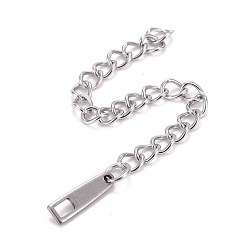 Stainless Steel Color Tarnish Resistant 304 Stainless Steel Chain Extender, Curb Chain, with 202 Stainless Steel Chain Tabs, Rectangle, Stainless Steel Color, 69mm, Link: 3.7x3x0.5mm, Chain Tabs: 10x3x0.5mm