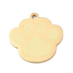 Golden 304 Stainless Steel Pendants, Paw Print Charms, Polishing, Ion Plating(IP), Golden, 21x21.5x1.5mm, Hole: 1.9mm