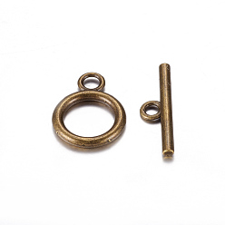 Antique Bronze Tibetan Style Alloy Toggle Clasps, Lead Free and Cadmium Free, Antique Bronze Color, Ring: 19x14mm, Bar: 2x22mm, Hole: 2.5mm