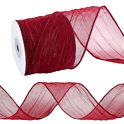 (123L) Белый крем непрозрачный блеск Полиэстер органза ленты, для упаковки цветов, огнеупорный кирпич, 2-1/2 дюйм (63 мм), около 10.00 ярдов (9.14 м) / рулон